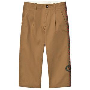 Kids - Gucci Beige Garbardine GG Web Trousers 8 years - Bottoms - 8 years - Beige
