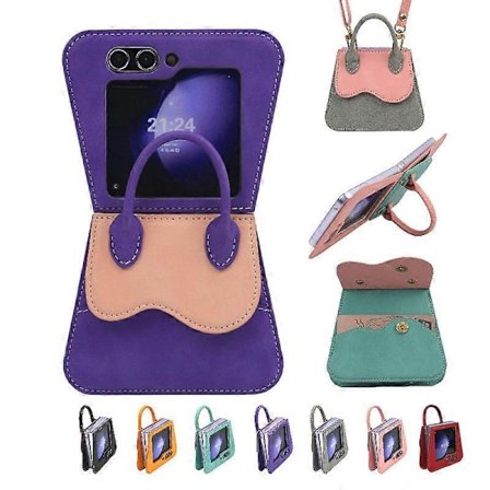 Söt Lyxig Läder Handväska Fliptelefonfodral för Samsung Galaxy Z Flip 6 för Flickor Kvinnor