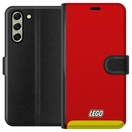 Kompatibelt Plånboksfodral till Samsung Samsung Galaxy S21 FE 5G Lego Röd Gul Poster Byggklossar Officiell Logotyp Leksaker Retro Vintage Design Kla