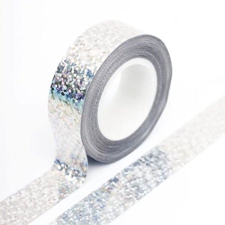 Solid Folie Holografisk Glittereffekt Washi Tape Dekorativ Selvklebende Maskeringstape 15mm x 5m