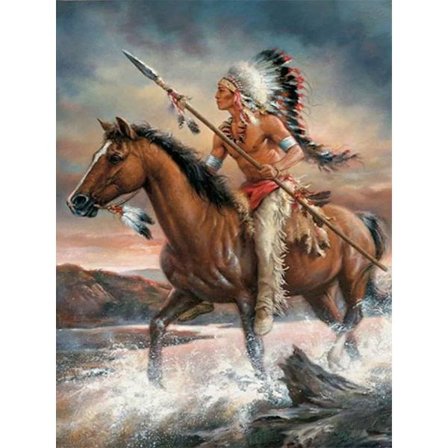 30x40cm Voksen Børn 5D DIY Diamant Maleri Kit - Kriger Hest