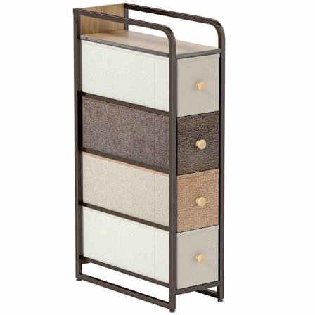 Stofkommode med 4 skuffer, stålramme, 20x47x84,5 cm