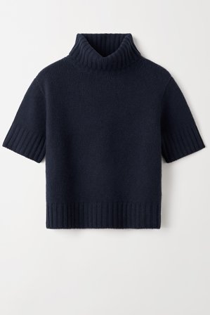 Soft Goat - Short Sleeve Turtleneck - Women cashmere sweater - M - Navy