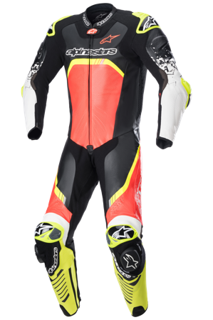 Lederkombi Alpinestars GP Tech V4 Schwarz/Rot/Gelb 56