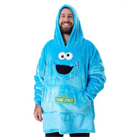 Sesame Street Unisex Tæppe Hoodie Blå Cookie Monster - One Size