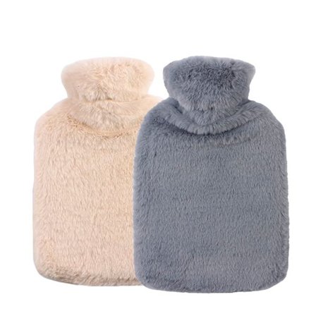 Støvete kamel - Varmtvannsflaske, 2L stor kapasitet naturlig gummi varmtvannsflaske med mykt plysjtrekk - Kamel, rosa, grå, varmtvanns termos for