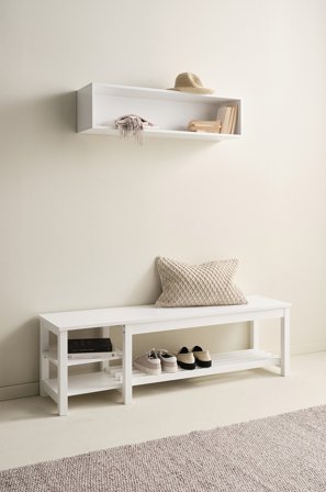 Jotex - Benk/skohylle 150 Cm Hvit - LUEVEN - Kjøp Skohylle hos Jotex