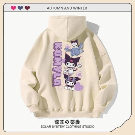 Ny Miniso Sanrio Kuromi huvtröja dam Y2K printed långärmad tröja Sweet Girl Pullover Kläder Present 4 M 40-50kg