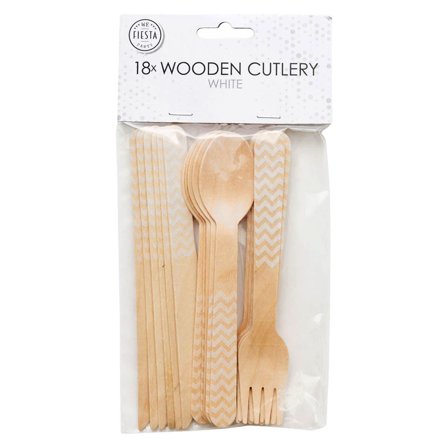 Træbestik Zigzag Hvid