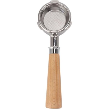 58mm Bottomless Portafilter, 3-Øre Design Portafilter med Massivt Træhåndtag til Kaffemaskiner (Bøg)