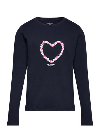 Printed Longsleeve T-shirts Long-sleeved T-shirts Marineblå Tom Tailor*Betinget Tilbud