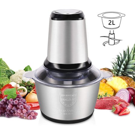 Powerful Electric Chopper, Healthy BPA-Free Food Processor with Stainless Steel Bowl and 4 Blades, Features Two Speed Modes and Even Chopping For-FQ-