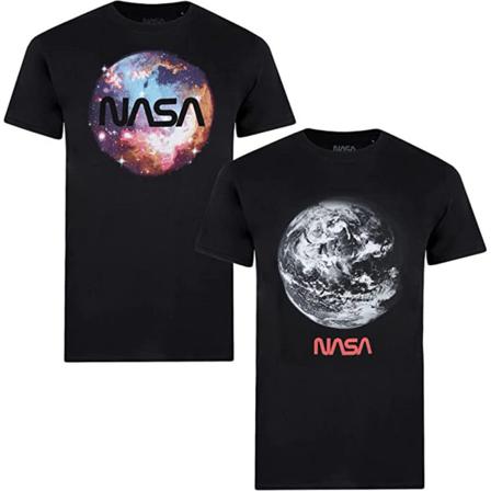 Nasa Logo T-shirt För Män (förpackning Om 2) Xl Svart