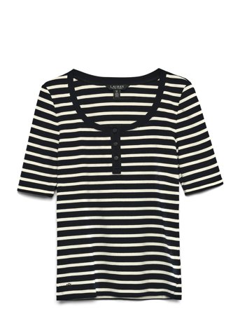 Lauren Ralph Lauren | Striped Elbow-Sleeve Henley Top | L