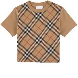 Kids - Burberry Beige Checked Branded T-Shirt 18 Months - Tops - 18 months - Beige