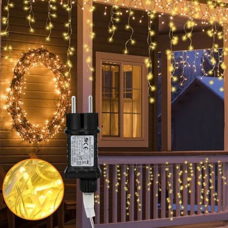 10m 200 LED Isregn Julehage Lys Gardin Lysstrenger, Varm Hvit