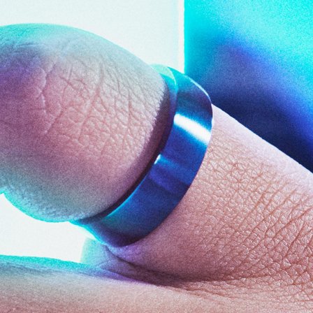 Ferrum | 6 mm harjattu sininen puolipyöreä terässormus miehille - Terässormukset