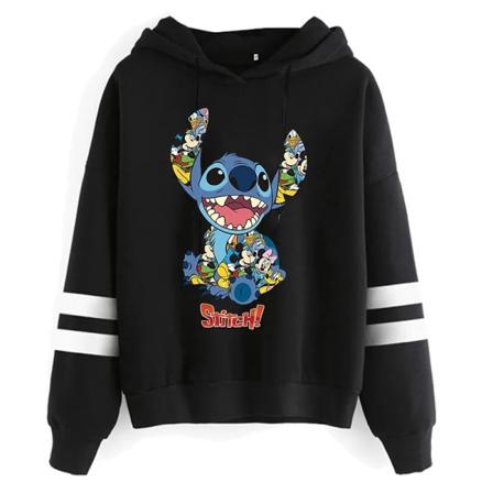 Y2k Tecknad Lilo and Stitch Roliga Hoodies Kvinnor Harajuku Söt Stitch Anime Sweatshirt Manga Streetwear Hoody Kvinna Barn black937 M