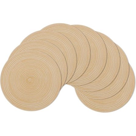 Bordsunderlägg, set om 6, Khaki 38x38cm Rund vävt bordsunderlägg Tvättbart H G