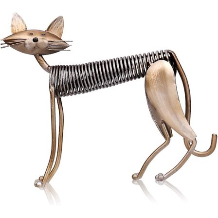 Katt Skulptur, Metall Skulptur Järnkonst Katt Fjäder Gjort Katt Hantverk För Hem Kontor Dekoration