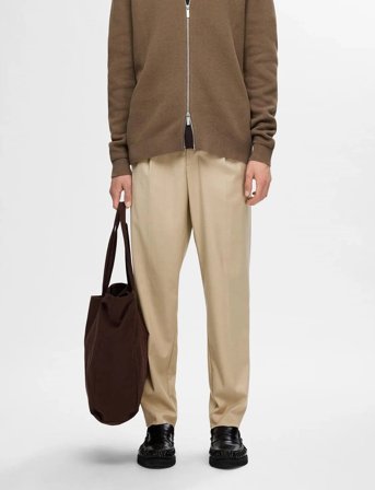 Selected Slh190-Reg Tapered Leroy Pleat Pant Noos - Beige - M