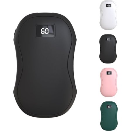 Håndvarmere Genopladelige, Elektriske Håndvarmere, 2 i 1 Genanvendelige Elektriske Bærbare Lommevarmere USB 6000mAh Power Bank Sort