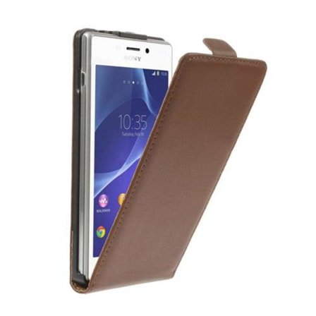 Winther (Brun) Sony Xperia M2 Äkta Läder Flip-Fodral