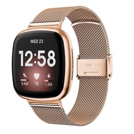 Fitbit Sense / Versa 3 milanese klockarmband i rostfritt stål - Roséguld