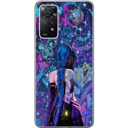 Yhteensopiva Puhelinkuori Xiaomi Xiaomi Redmi Note 11 Pro Värikäs graffitipiirros, jossa on sinisellä hiuksilla varustettu hahmo kaupunkimaisessa n