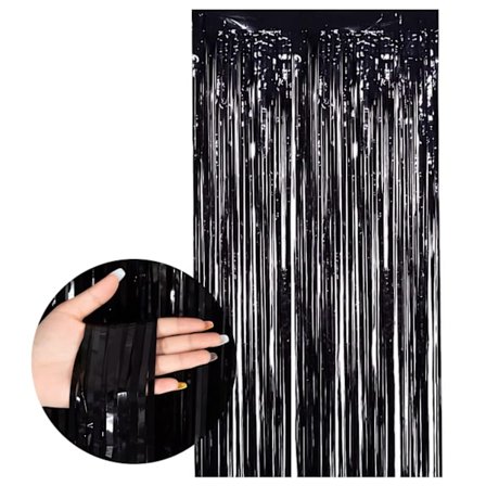 Black Metallic Glitter Drape syntymäpäiväjuhliin