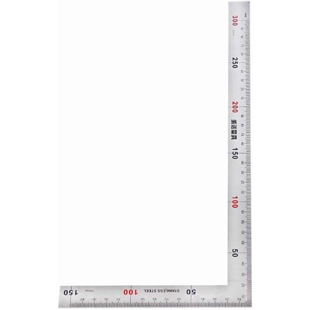 Rustfritt L-formet 90 graders firkantet linjal tosidig metall linjal