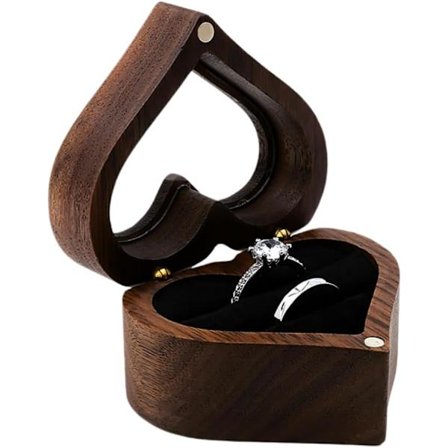 Puinen sormuslaatikko kosintaan | Sormuslaatikko vihkiseremoniaan | Kihlasormuslaatikko | Sydänsormuslaatikko | Puinen sormuslaatikko (Sydän - Kaksi 