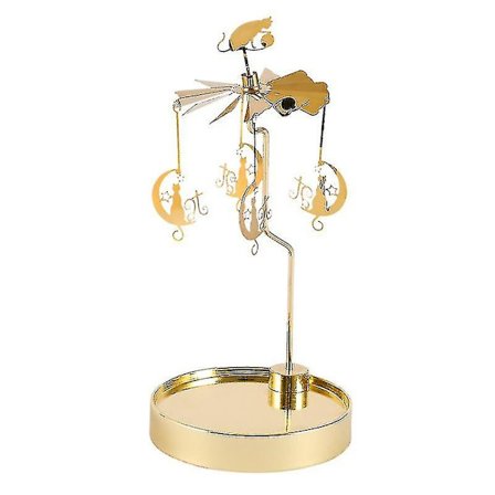Roterande Ljusstake i Guld Färgad Rostfritt Stål för Heminredning