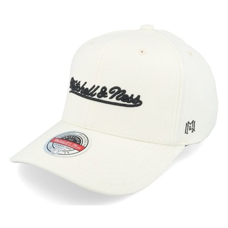 Mitchell & Ness - Pinscript Stretch Off White Adjustable Snapback White Cap - @ Hatstore