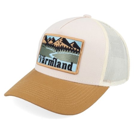 Wild Spirit - Beige trucker Casquette - Swedish Värmland Landscape Canvas Beige/Stone/Caramel A-Frame Trucker @ Hatstore