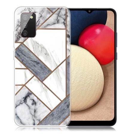 Marmormotiv Samsung Galaxy A02s skal - Grå / Vit Marmorplatta Vit
