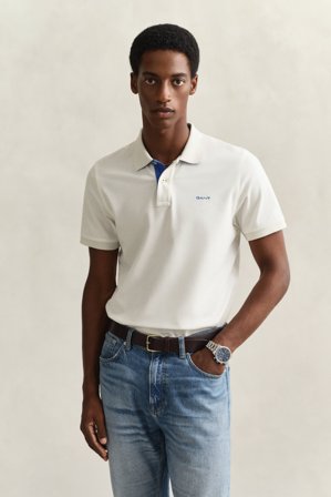 GANT Herren Kontrast Piqué Poloshirt (S) Weiß