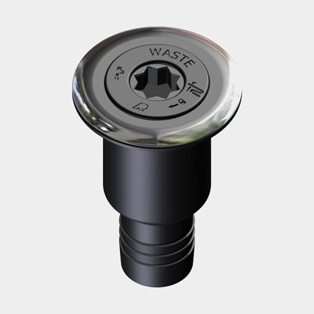 Kansiläpivienti septik Rutgerson Deck Filler Waste, ISO 8099, suora, komposiitti & kansi ruostumatonta terästä / komposiitti, Ø38 mm letkulle