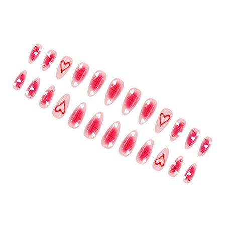 24 st Alla Hjärtans Dag Rouge Stjärn Press On Naglar Glansig Rivjärn 3D Flammdesign