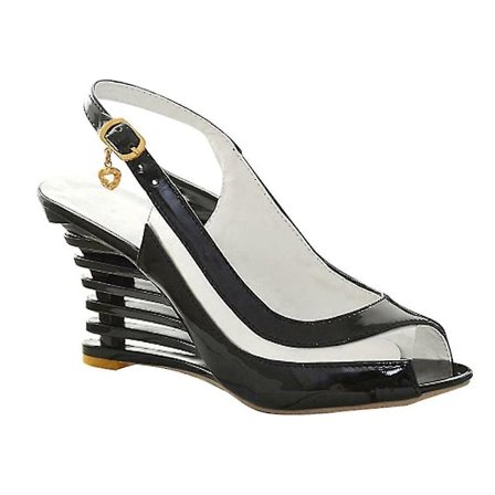 Dam Sandaler med öppen tå och kilklack, storlek 42, Svart