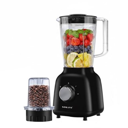 Blender Multifunktionsmixeren 2-i-1 500W 1.6L med Sokany Grinder Sort