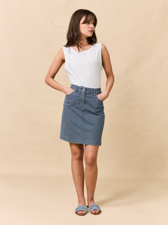 Jean Paul - Patty stripet skjørt - Dame - Blå - Skjørt - S