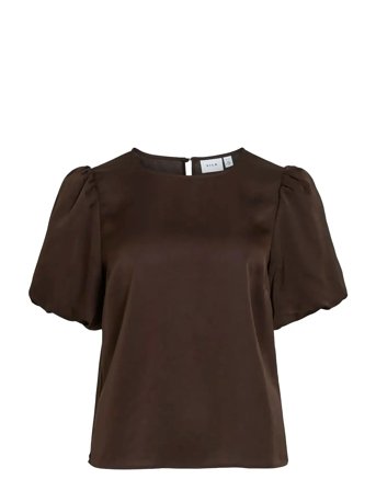 Viellette 2/4 Satin Puff Top - Noos Brown Vila