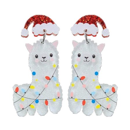 Moderigtige dinglende øreringe Træ Alpakaer Honningkager Mand Dråbe øreringe Statement Smykker Jul Tegneserie Akryl øreringe