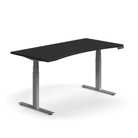Standing desk QBUS, dual motor, wave, 1600x800 mm, silver frame, black