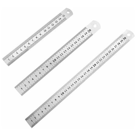 Rostfritt stål rak metall precision linjal Triomphe Kit linjal 15cm (6&39&39), 20cm (8&39&39), 30cm (12&39&39) Silver rostfritt stål linjal 3 st