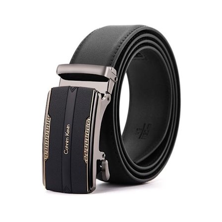 Herrar Läderbälte Automatisk Spänne Bälte Fars Dag Present (Guldkant 125cm)