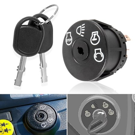 Starttenningsbryter m/ 2 nøkler Passer John Deere X100-serien Traktor X300 X304 X310 X320 X324 X330 X340 X350 X354 X360 X370 X380 X384 X390 X500 X5