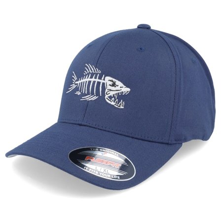 Skillfish - Blauw flexfit Cap - Fish Bones Navy Flexfit @ Hatstore