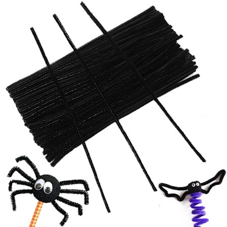 100 stk svarte piperensere, 6mm*30cm chenille-stenger, chenille-håndverk piprensere for DIY og rengjøring